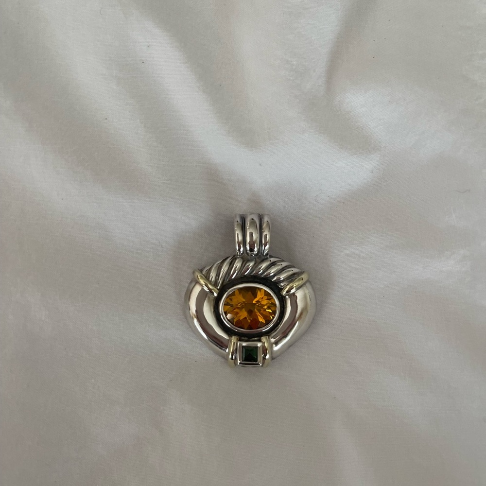 David Yurman cable necklace with citrine and peridot enhancer